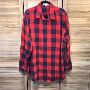 Haute Collection Red and Blue Checkered Flannel Shirt Tunic Size 2X